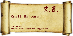 Knall Barbara névjegykártya